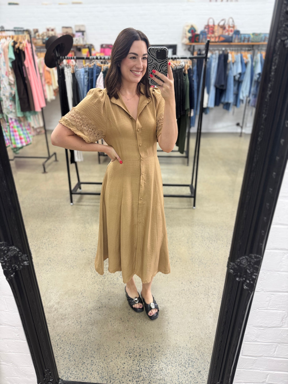 Ella Midi Dress - Tan