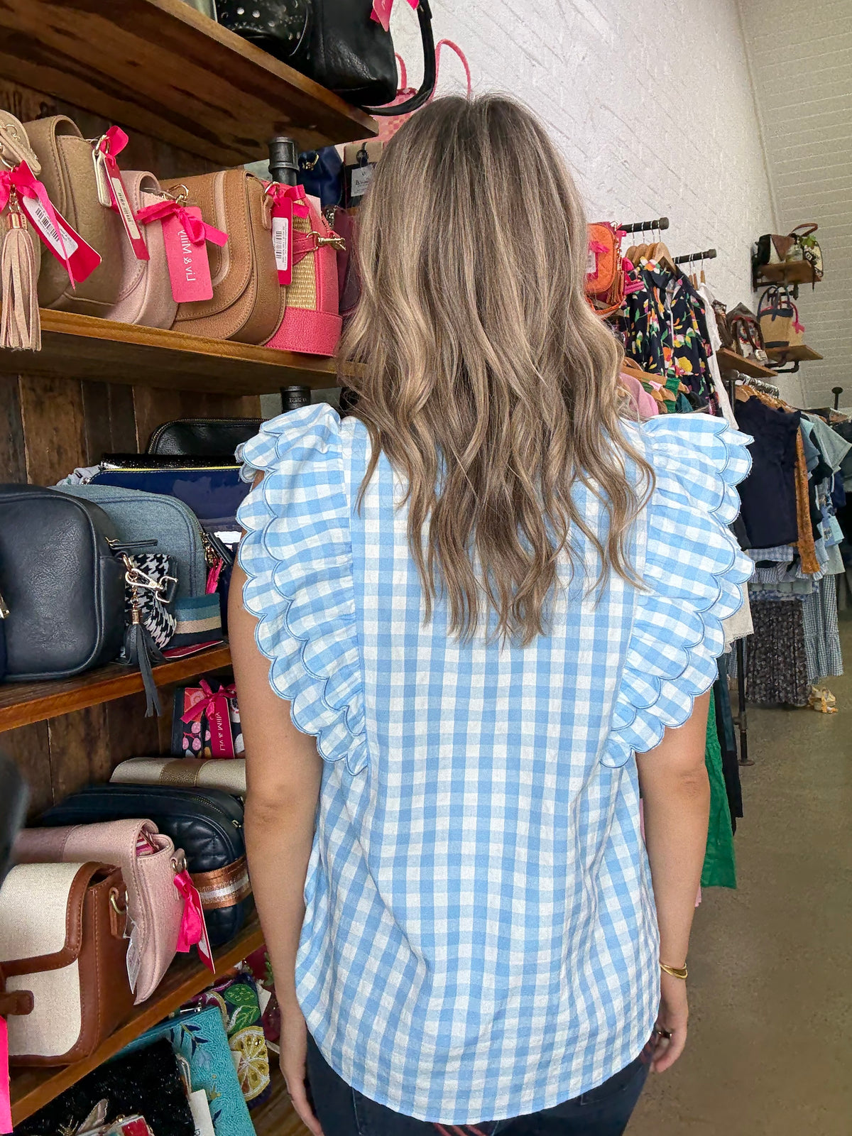 Linden Top - Blue Gingham