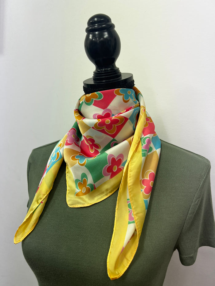 Western Wild Rag - Floral Check (Yellow)