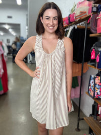 Hattie Mini Dress - Brown & Beige