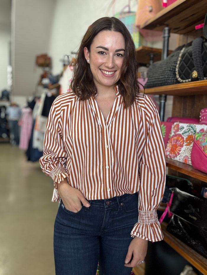 Rylan Top - Bown & White Stripe