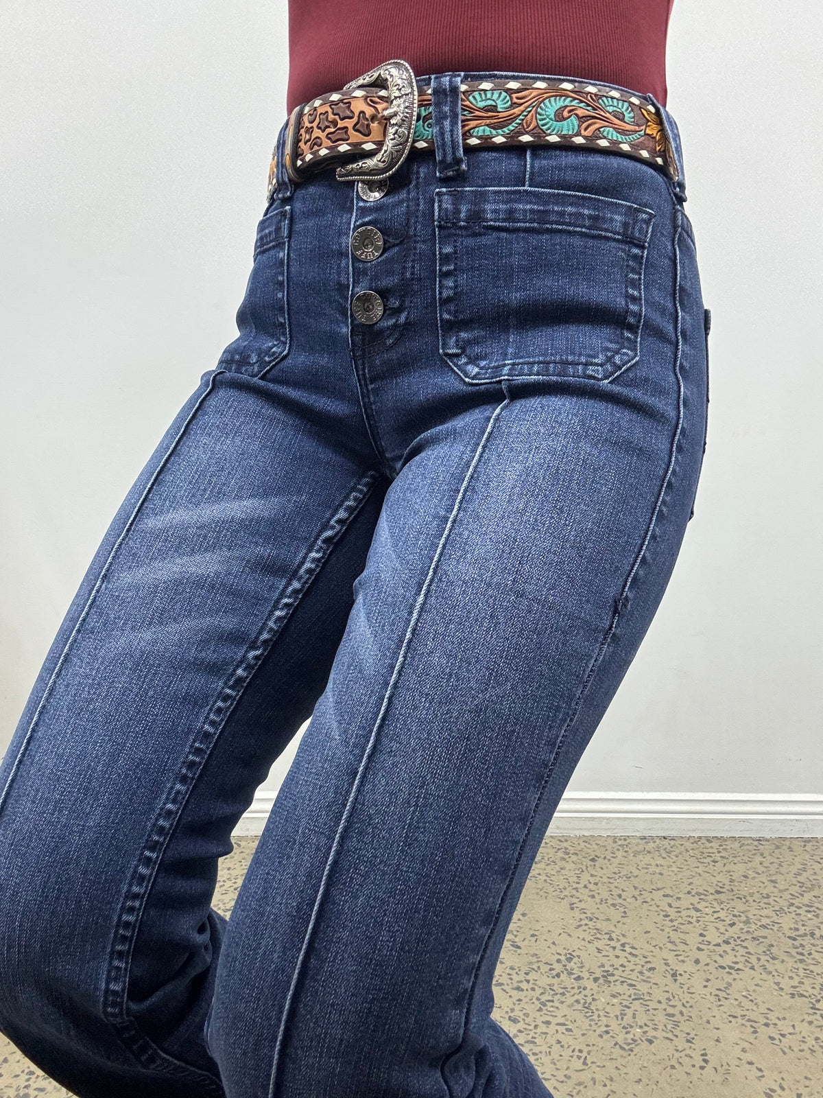 Cowgirl Tuff Jeans - Button Up Dark Trouser