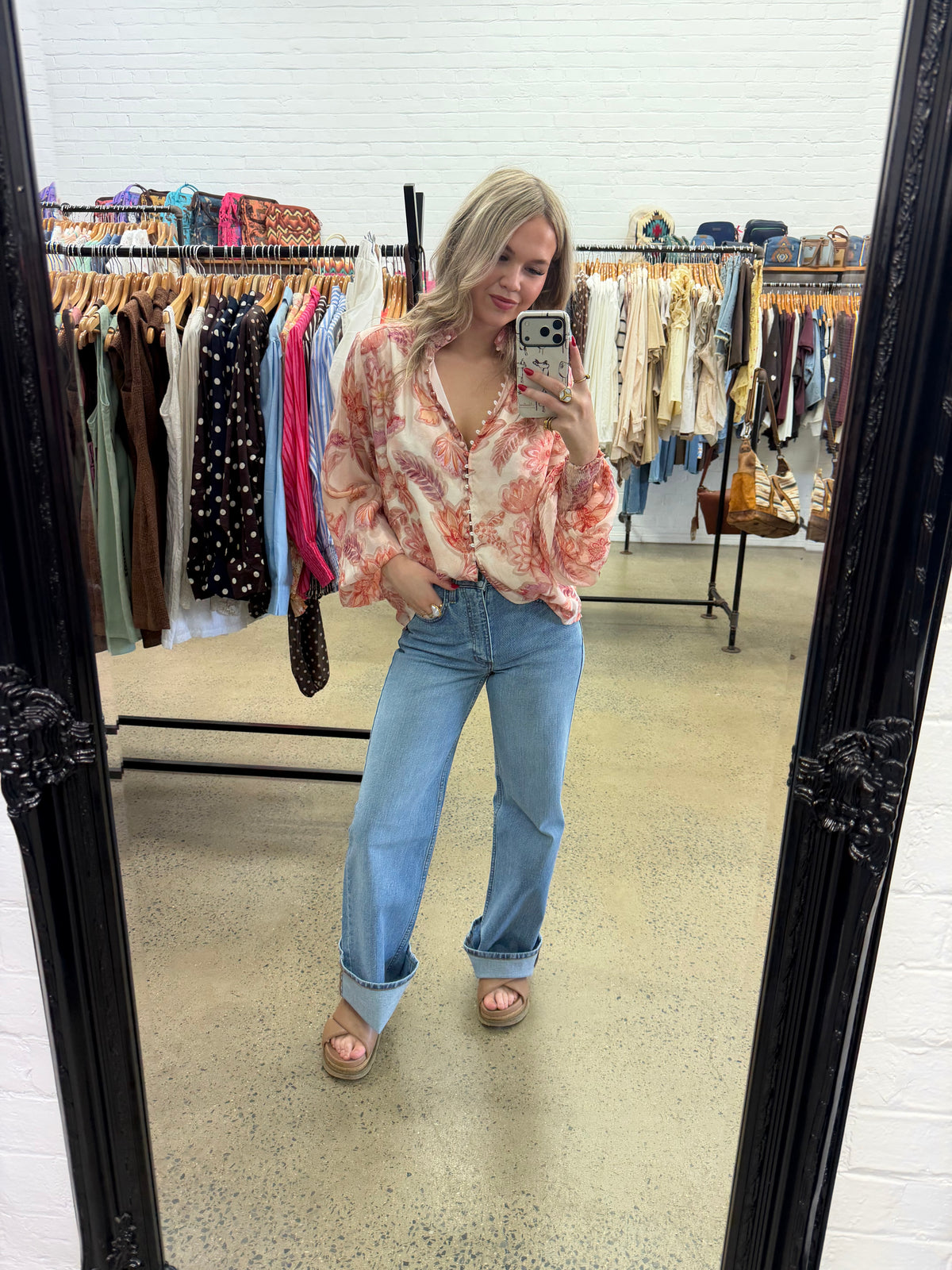 Bloom Top - Coral Print