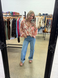 Bloom Top - Coral Print