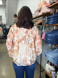 Bloom Top - Brown Print