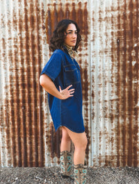 Luna Mini Dress - Dark Wash Denim