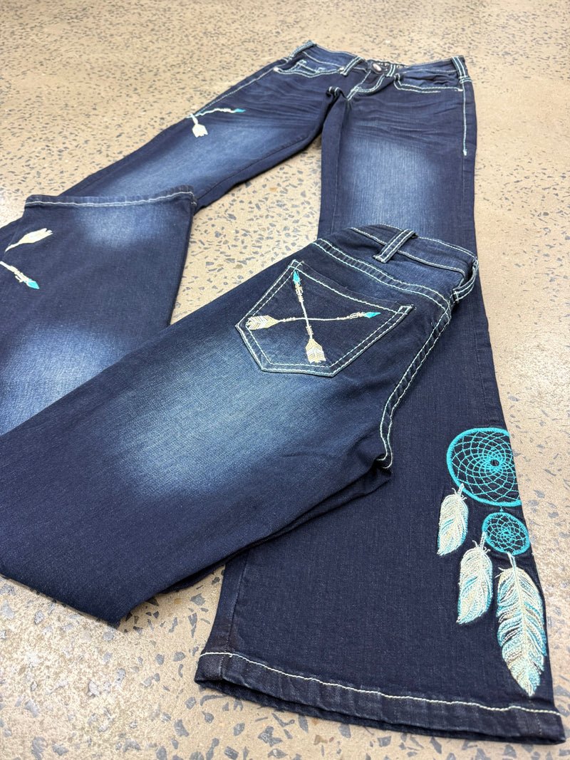 Cowgirl Tuff Jeans - Turquoise Dreamcatcher