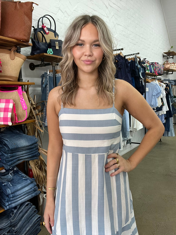 Hadley Dress - Blue Stripe