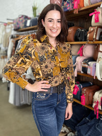 Norah Top - Mustard Florals