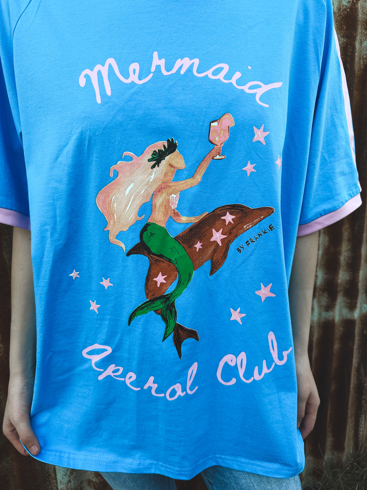 Mermaid Aperol Club Oversized Tee - Blue