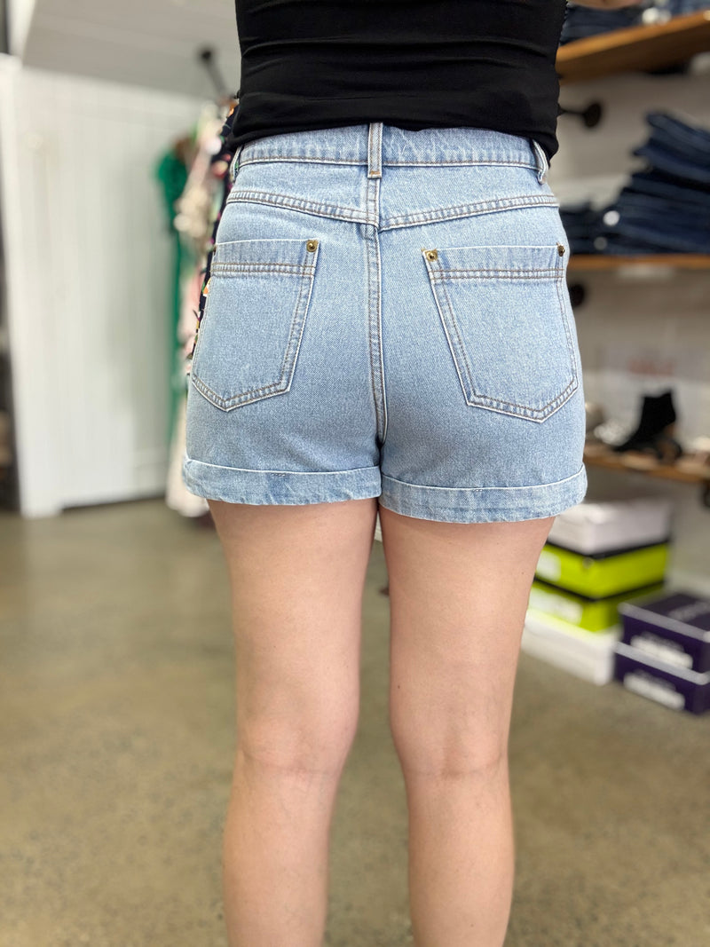 Lou Shorts - Light Denim High Waisted
