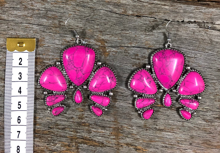 Western Earrings - Pink Stone Arch