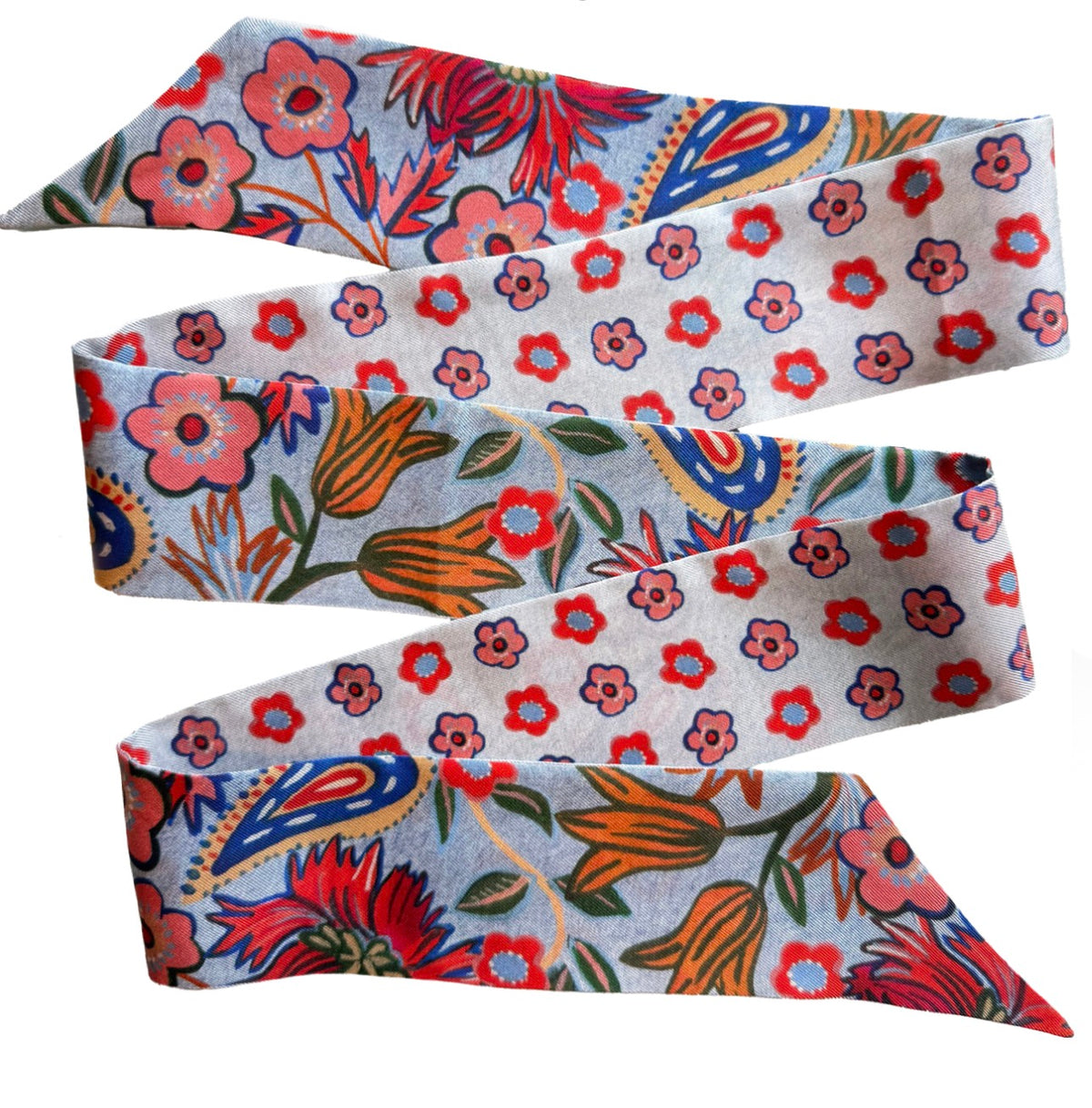 Silk Ribbon Twilly - Reversible Cottage Garden