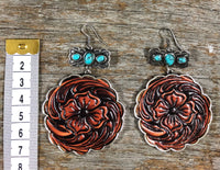 Western Earrings - Turquoise Floral