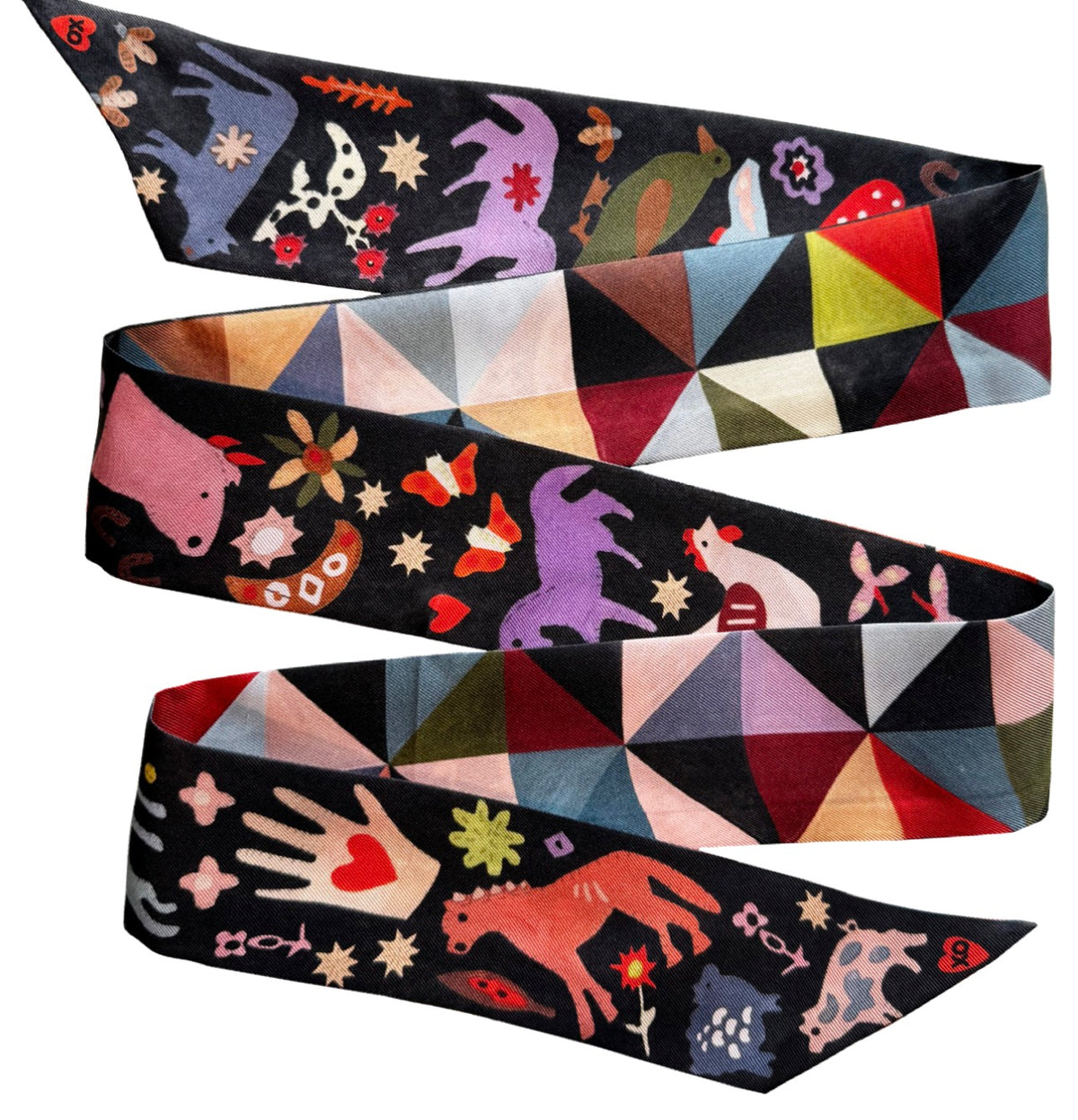 Silk Ribbon Twilly - Reversible Farm Folks