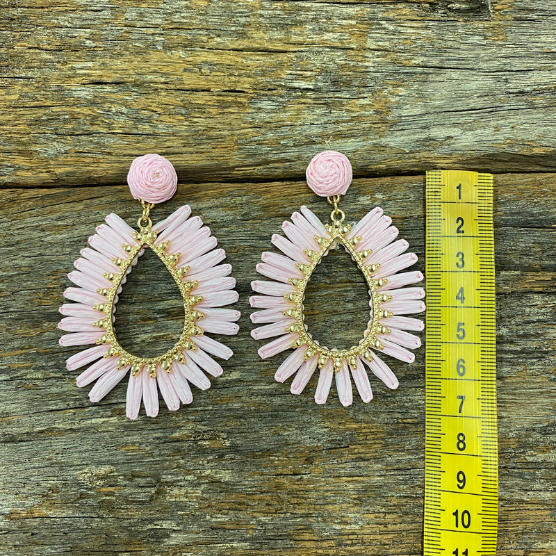 Skyla Raffia Earrings - Soft Pink