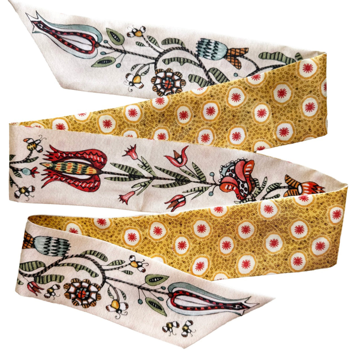 Silk Ribbon Twilly - Reversible Honeysuckle