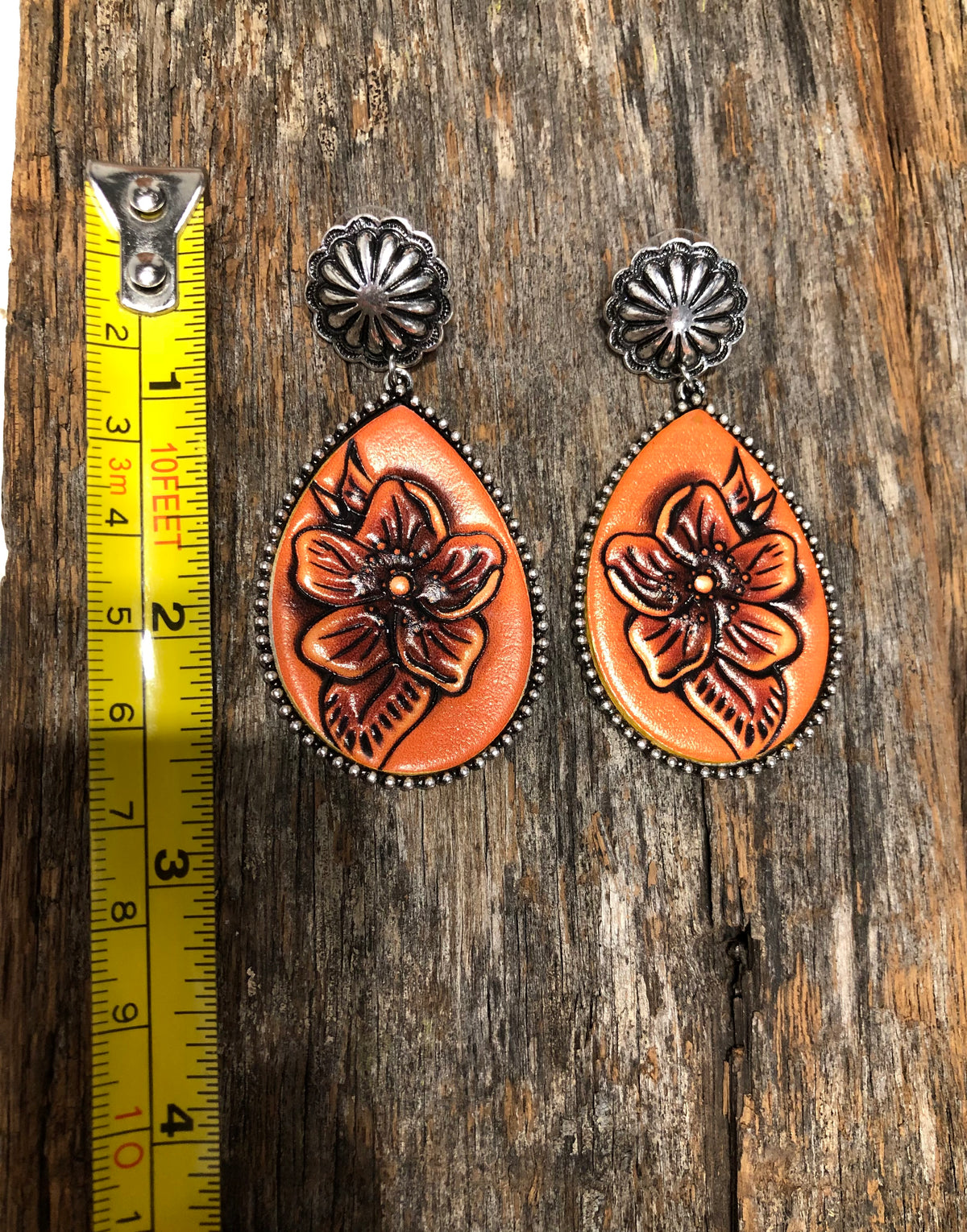 Western Earrings - Leather Tear Drop