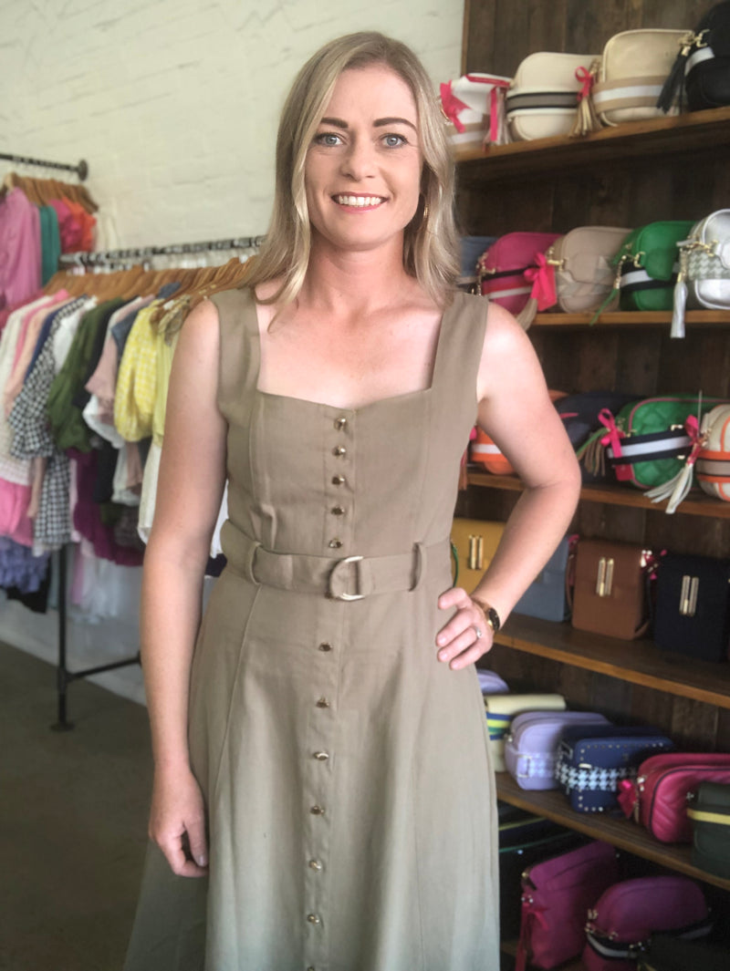 Lucinda Dress - Khaki Denim