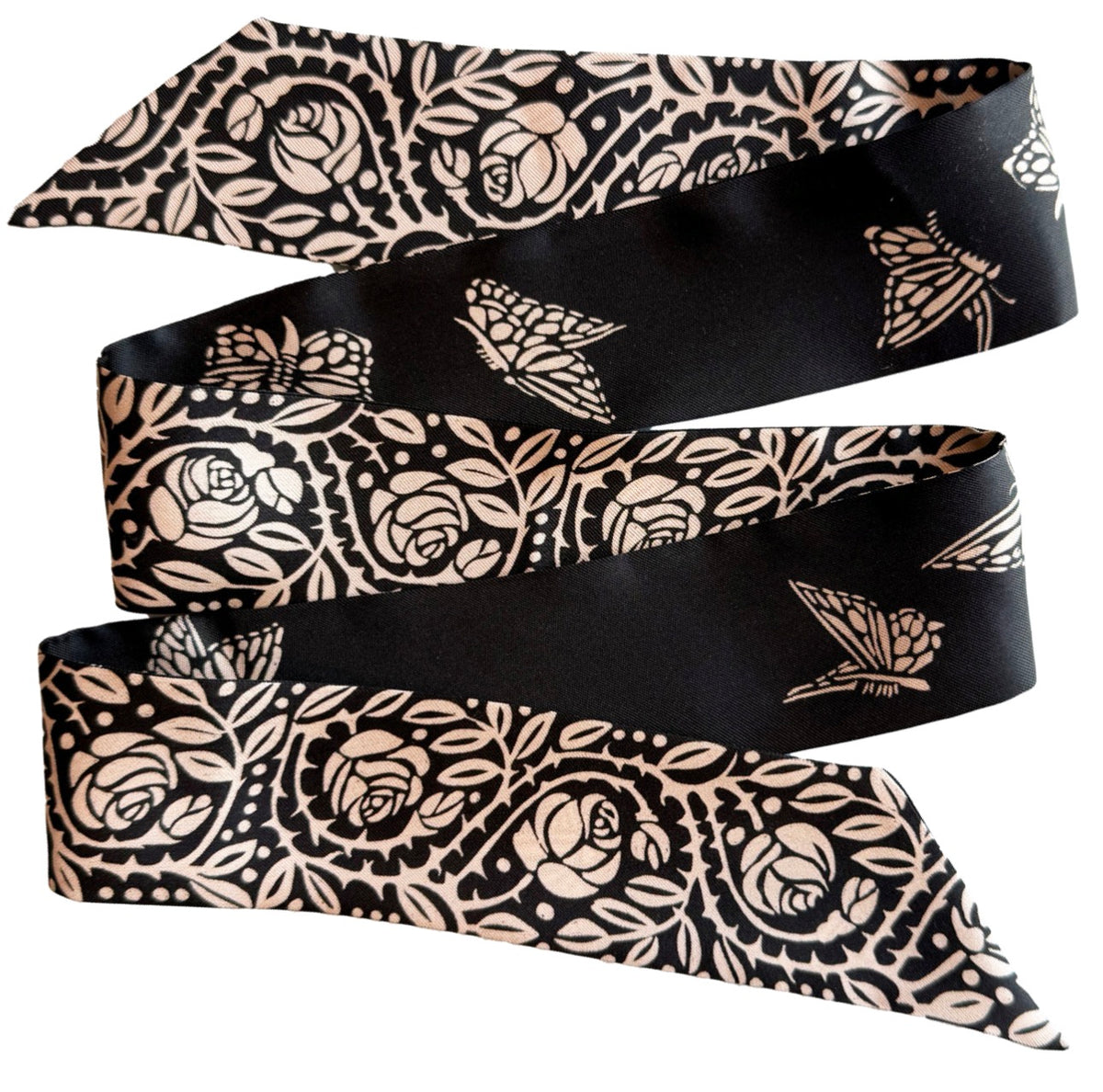 Silk Ribbon Twilly - Reversible Rose Trellis