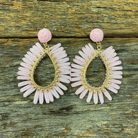 Skyla Raffia Earrings - Soft Pink