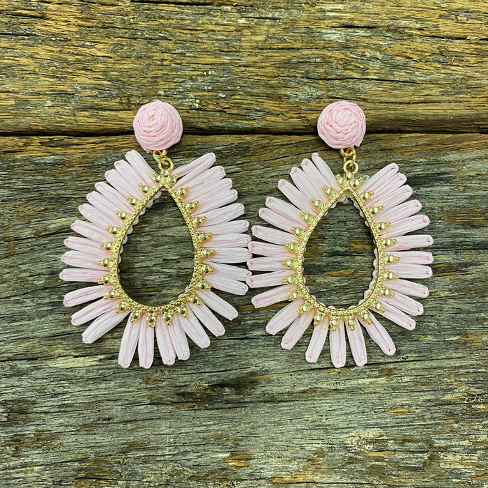 Skyla Raffia Earrings - Soft Pink