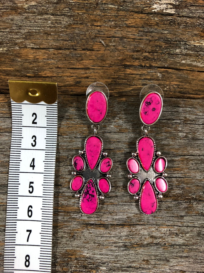 Western Earrings - Navajo Stone Pink