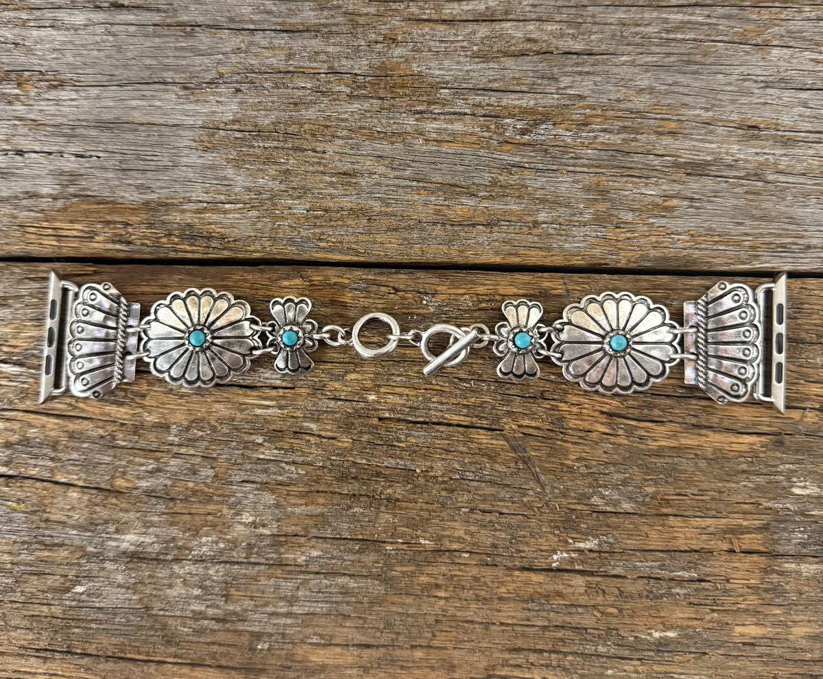 Silver Turquoise Apple Watch Band - Penny
