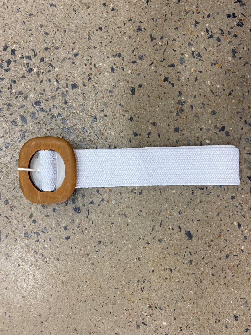 Oval Buckle Boutique Belt - White