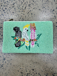 Beaded Clutch - Green Cockatoo