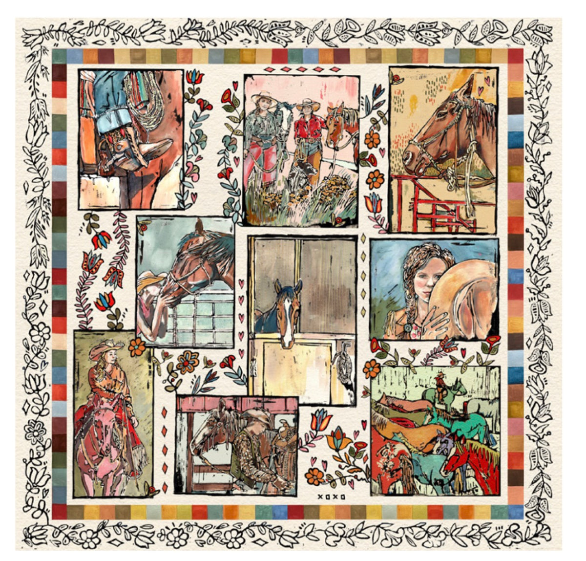 Western Wild Rag - Folk Art Resist