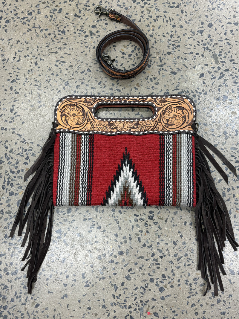 Red - Saddle Blanket and Leather Crossbody/Clutch