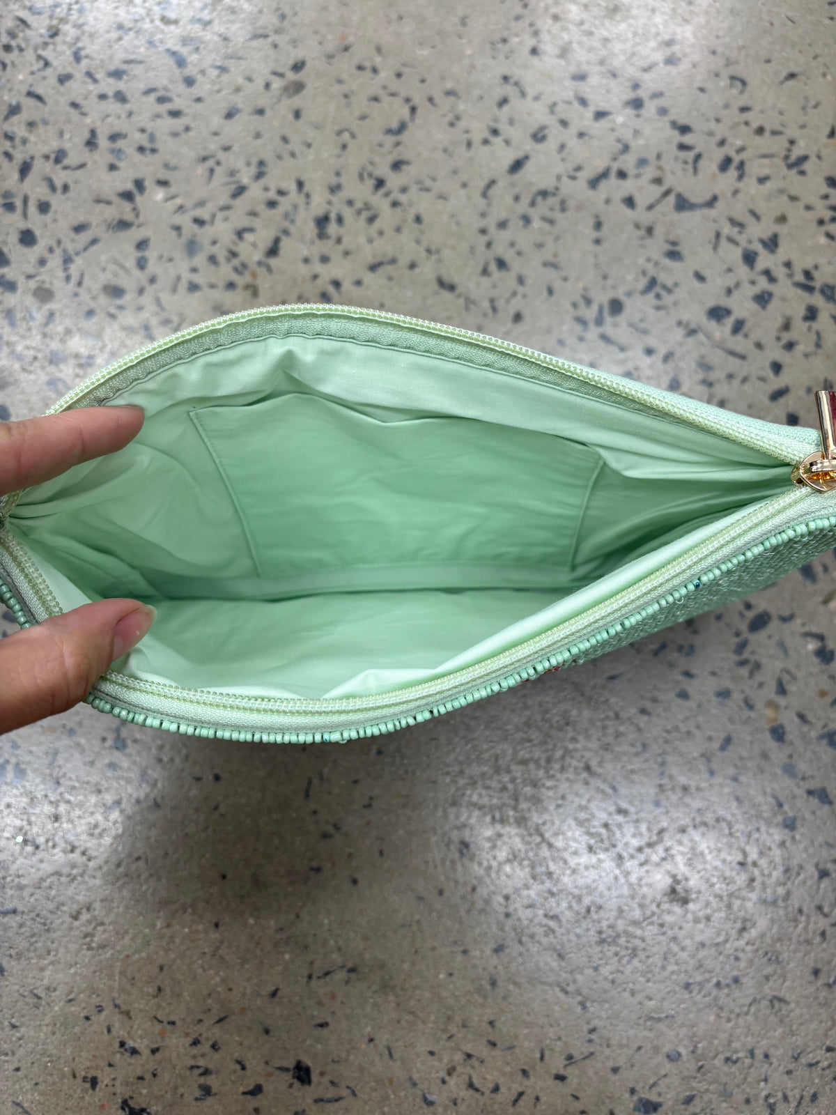 Beaded Clutch - Green Cockatoo