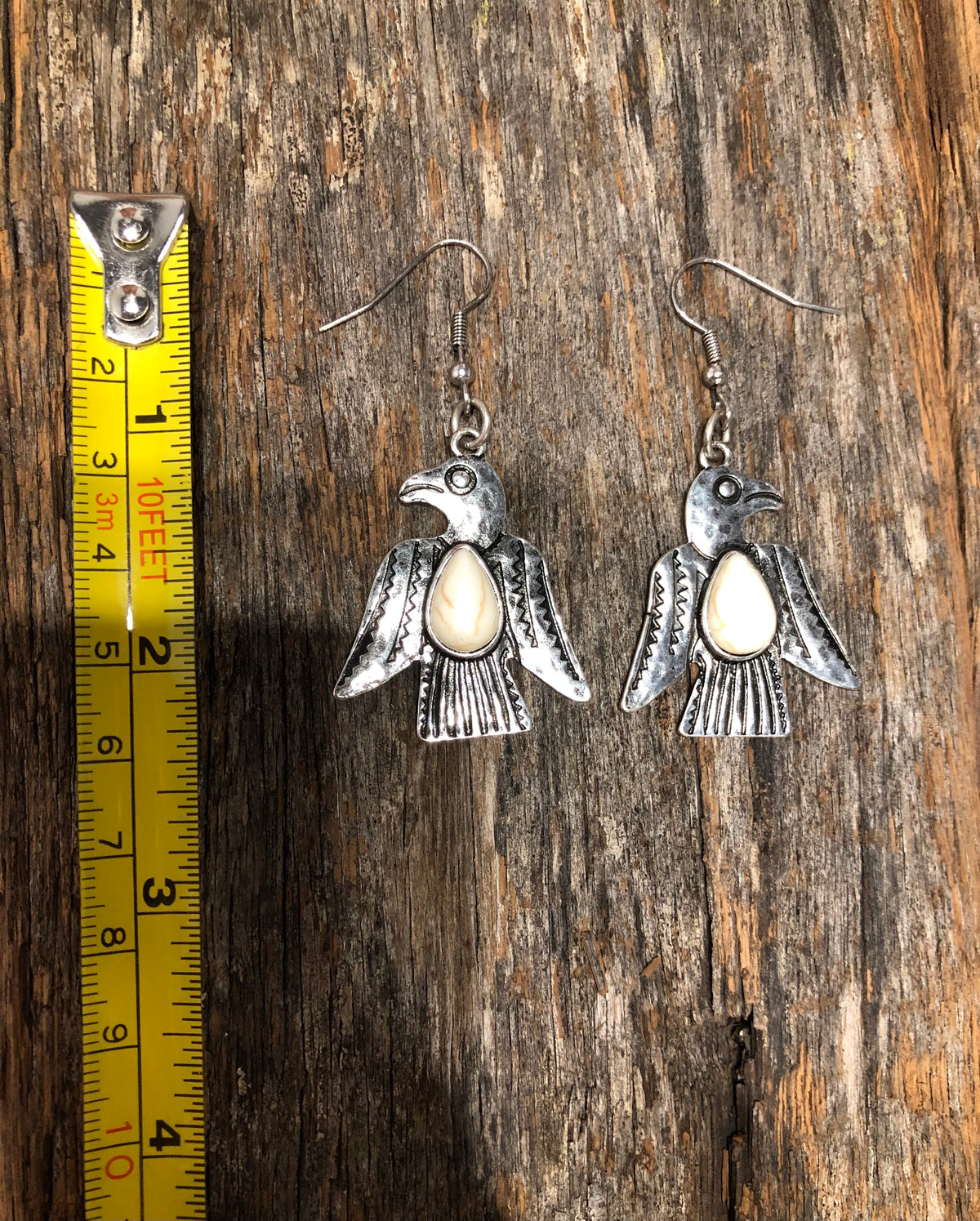 Western Earrings - Silver Thunderbird