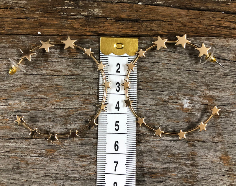 Western Earrings - Gold Star Hoop