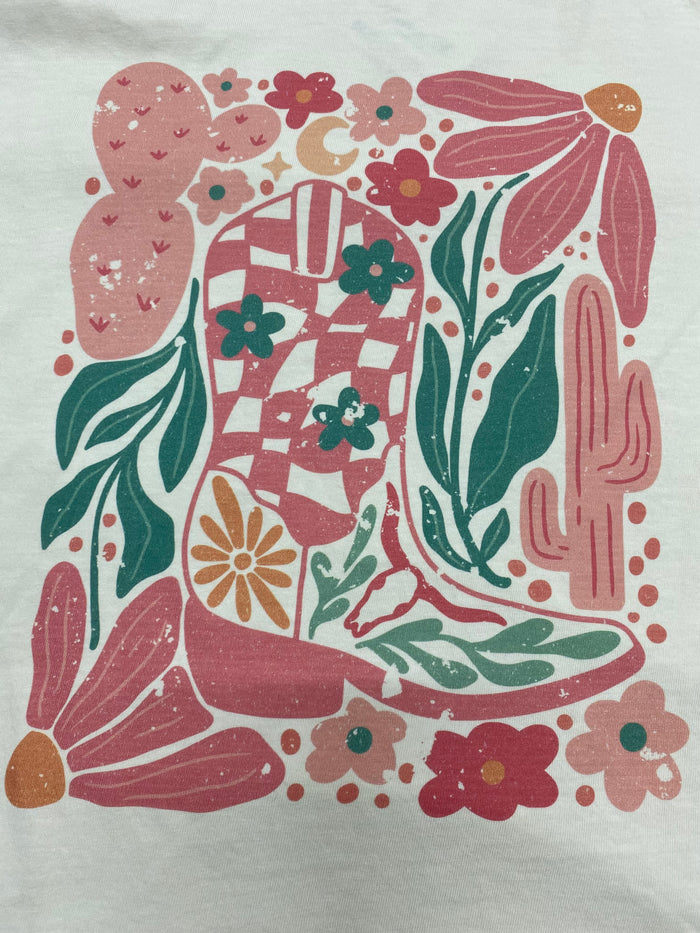 Floral Boot Tee - Ivory