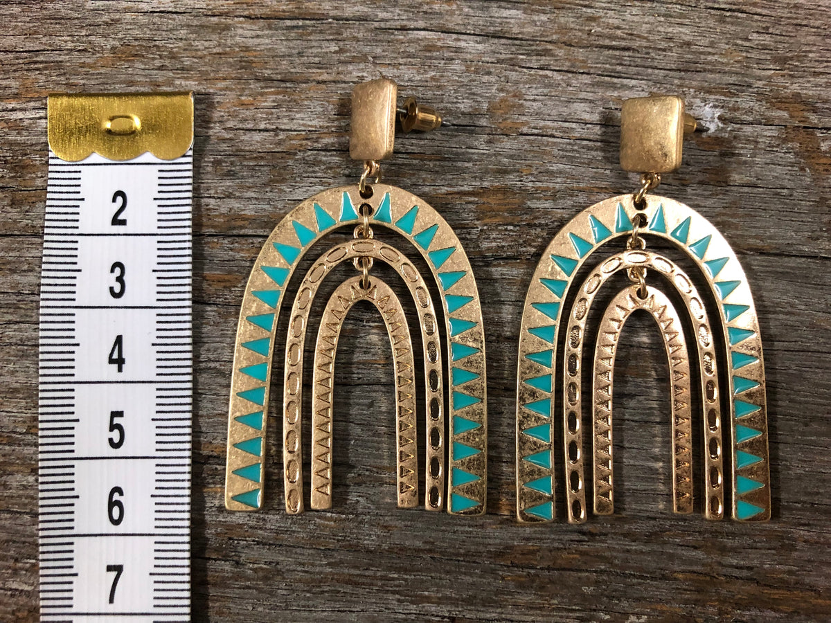 Western Earrings -Turquoise Arch Large