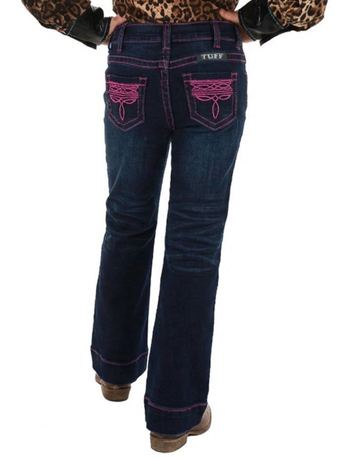 Girl's Cowgirl Tuff Jeans - Pink BootStitch Trouser