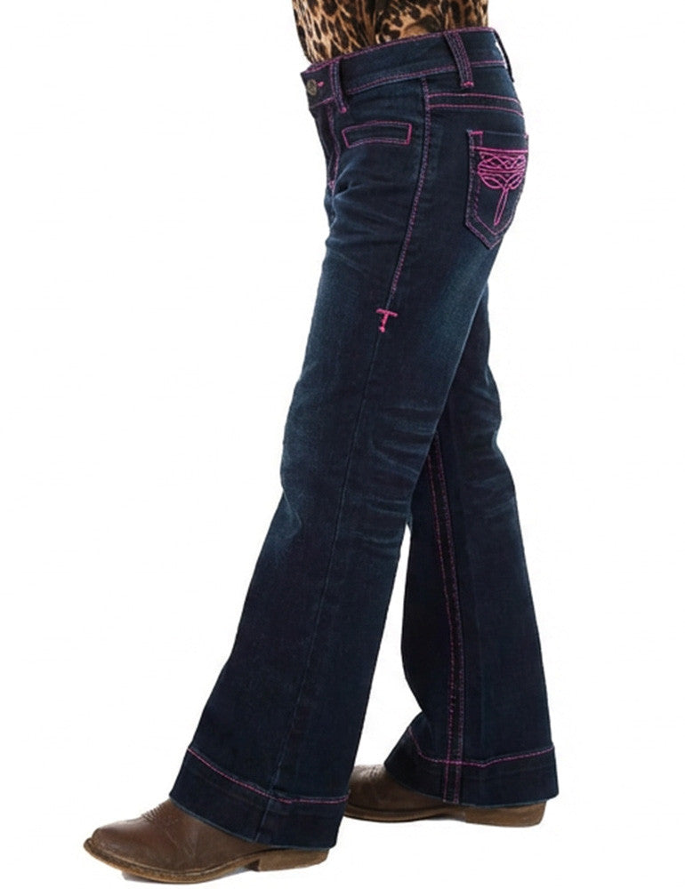 Girl's Cowgirl Tuff Jeans - Pink BootStitch Trouser