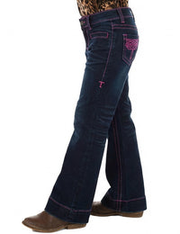 Girl's Cowgirl Tuff Jeans - Pink BootStitch Trouser