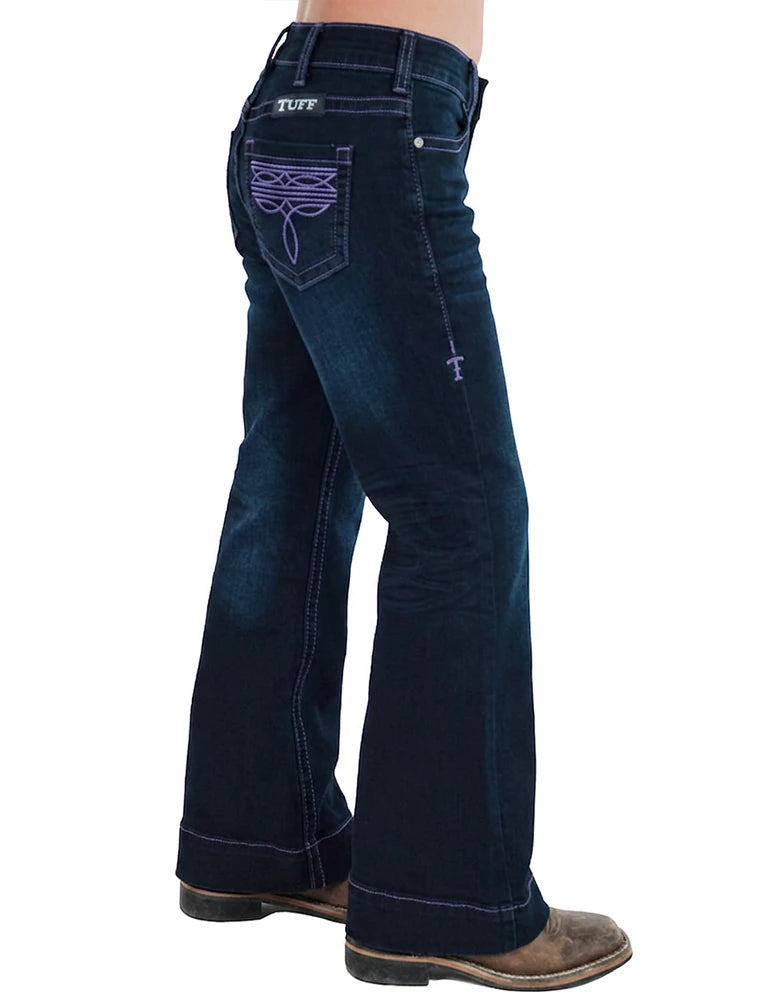 Girl's Cowgirl Tuff Jeans - Purple BootStitch Trouser