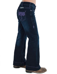 Girl's Cowgirl Tuff Jeans - Purple BootStitch Trouser