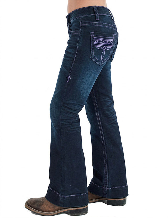 Girl's Cowgirl Tuff Jeans - Purple BootStitch Trouser