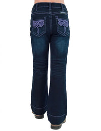 Girl's Cowgirl Tuff Jeans - Purple BootStitch Trouser