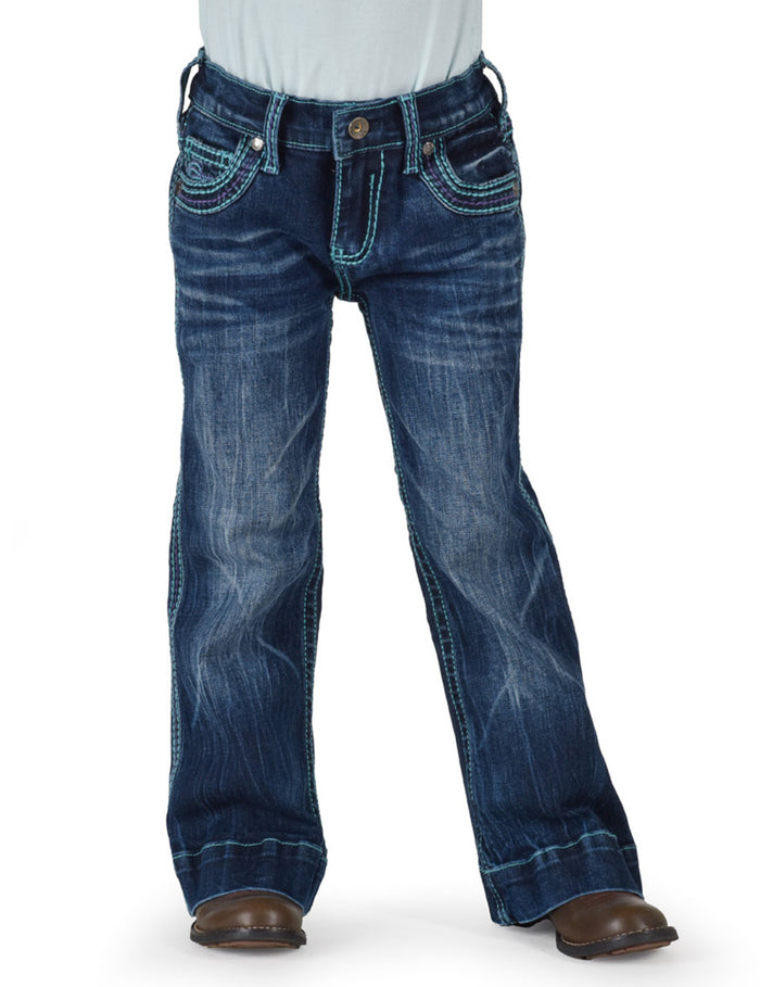 Girl's Cowgirl Tuff Jeans - Turquoise Hurricane Trouser