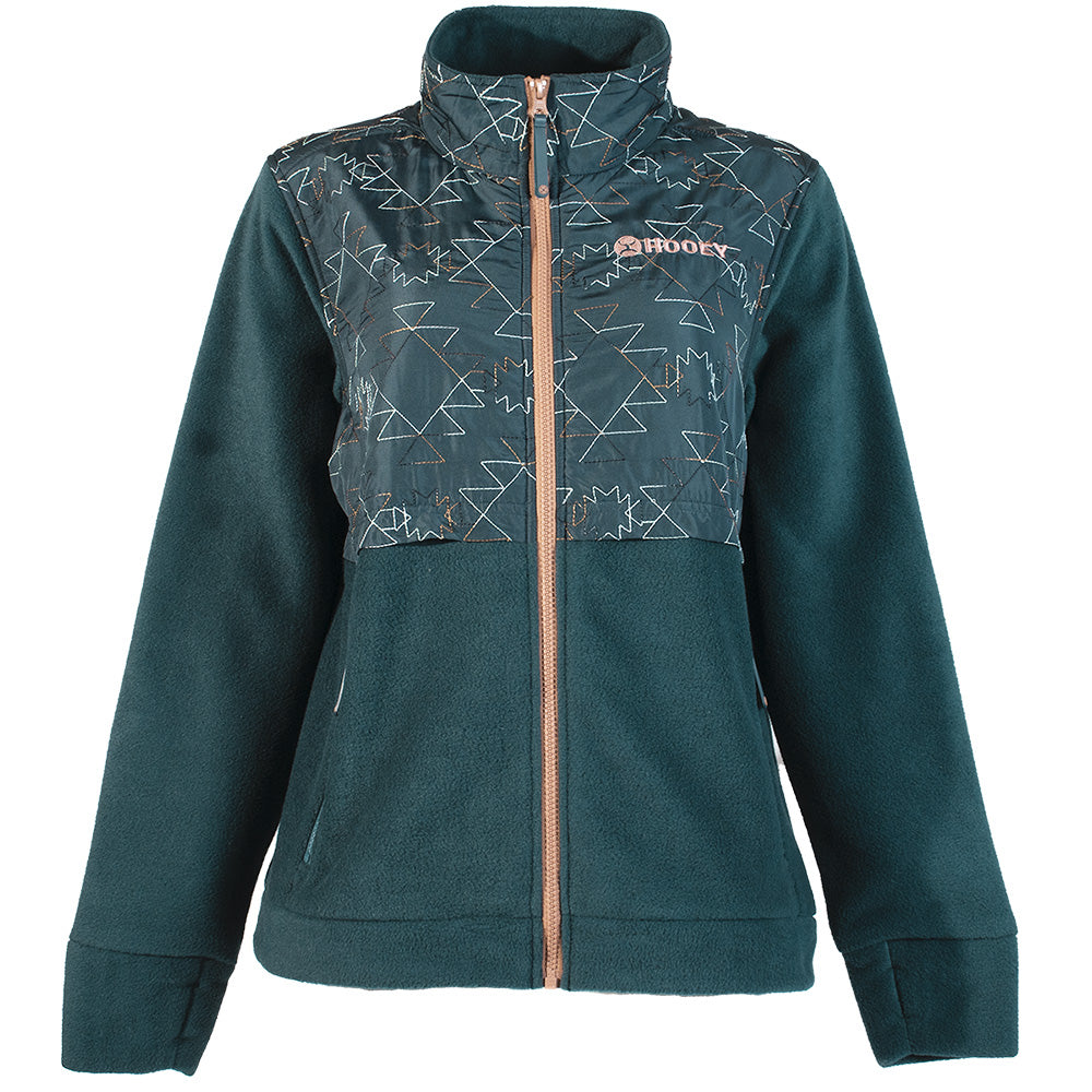 Hooey Tech Fleece Jacket - Teal Blue Aztec
