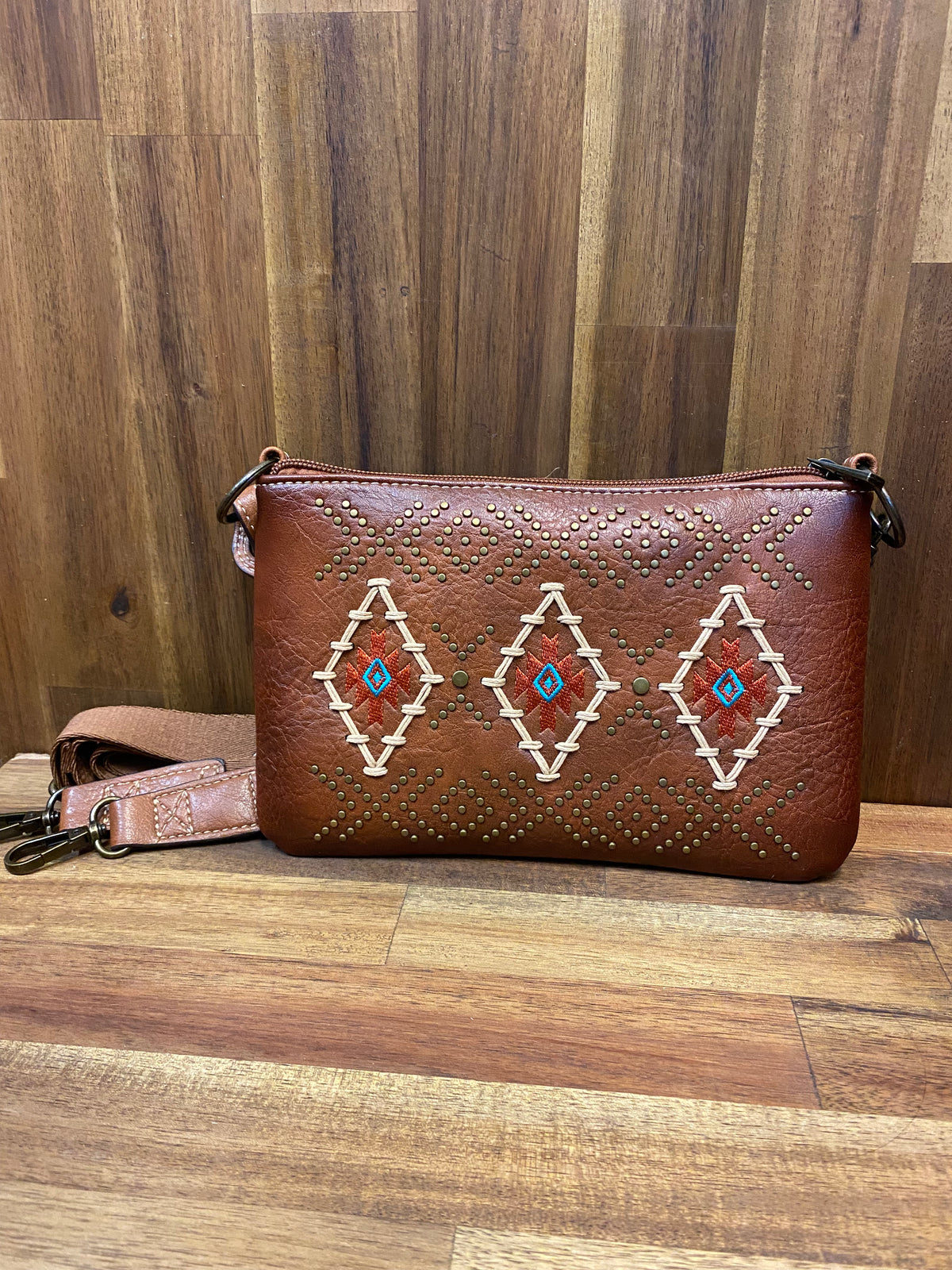 Catchfly Mini Shoulder Bag - Tan With Aztec