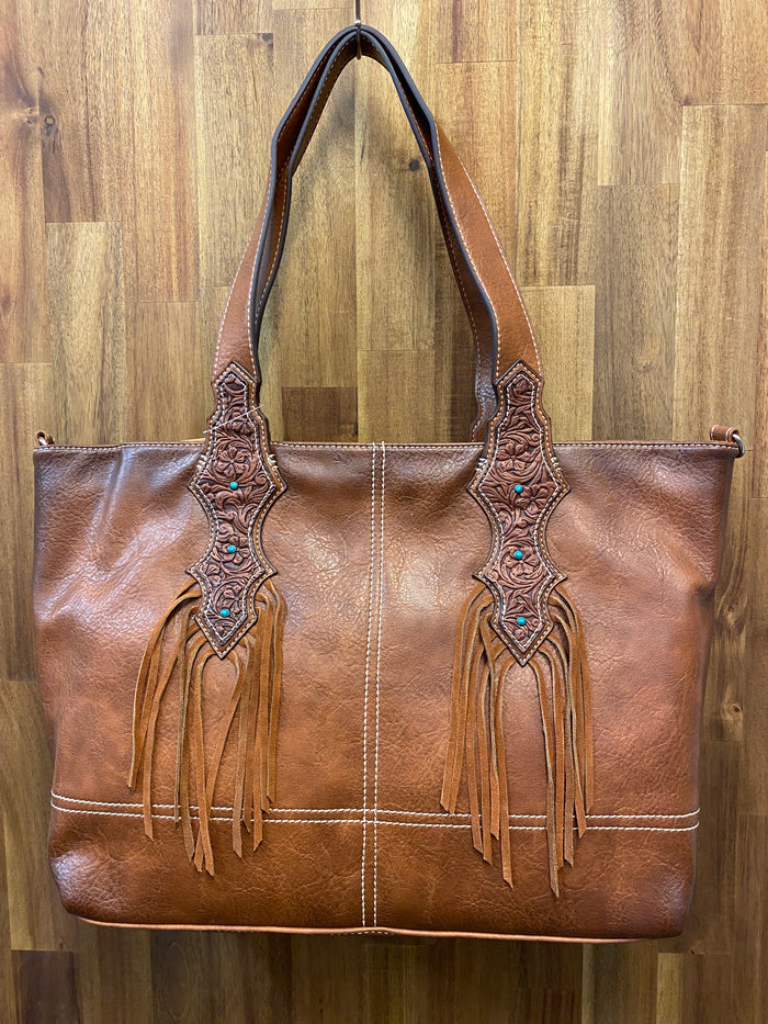 Western Laptop Tote - Justin Leather Fringe