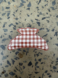 Gingham Claw Clip - Brown