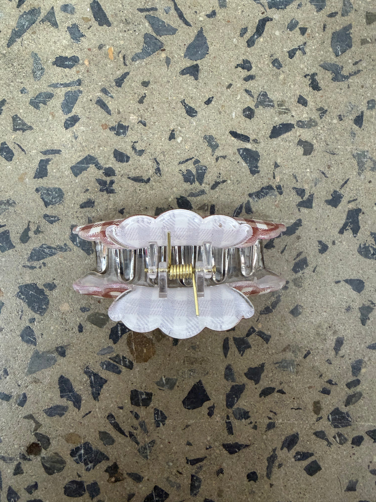 Gingham Claw Clip - Brown